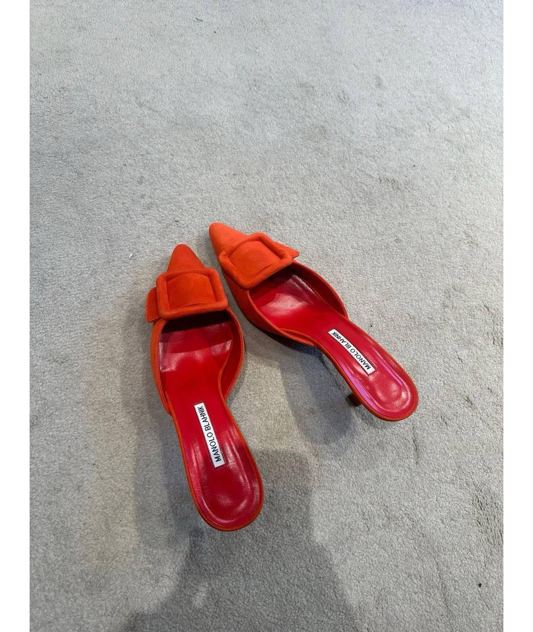 MANOLO BLAHNIK Оранжевое замшевые туфли, фото 5