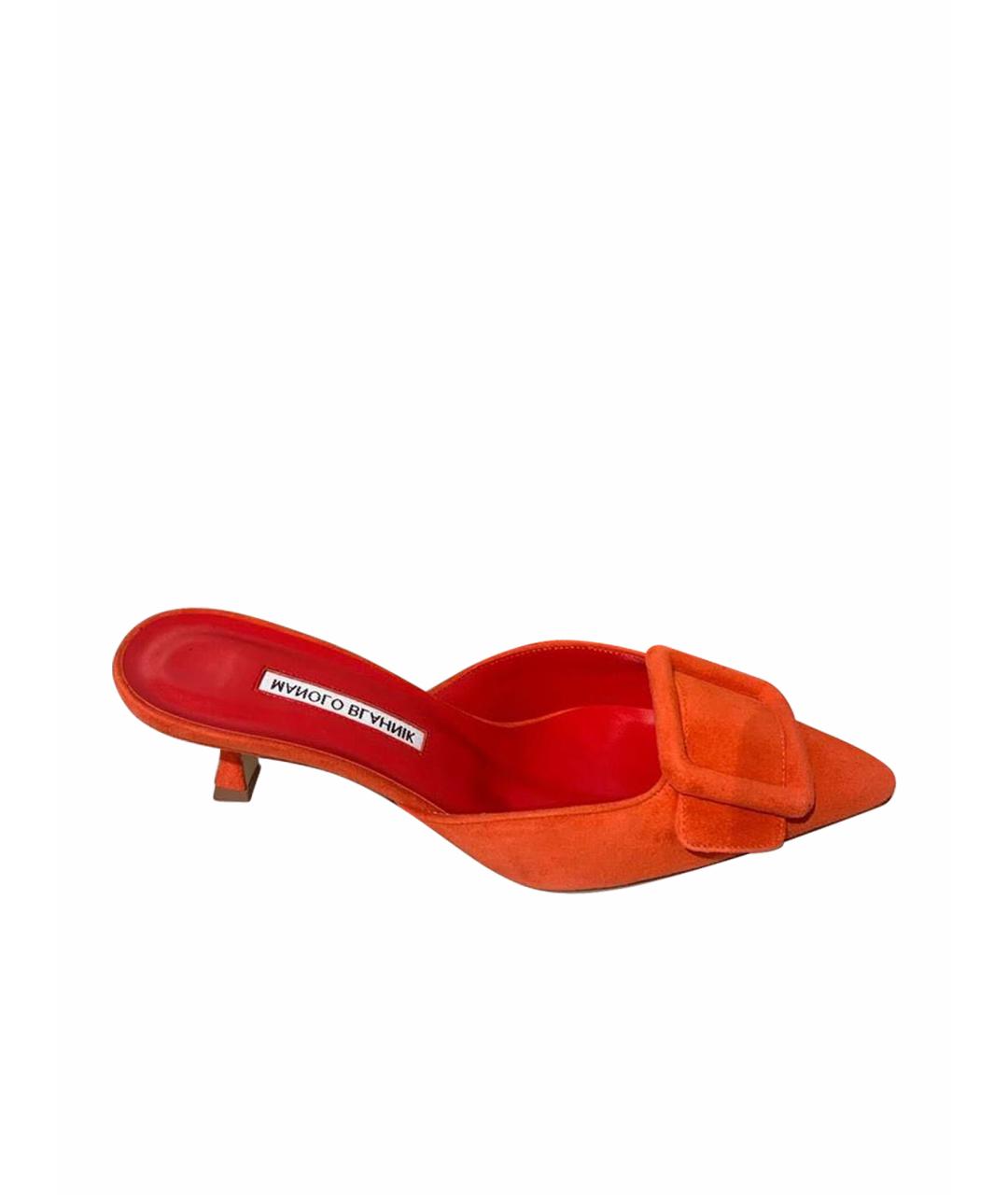 MANOLO BLAHNIK Оранжевое замшевые туфли, фото 1