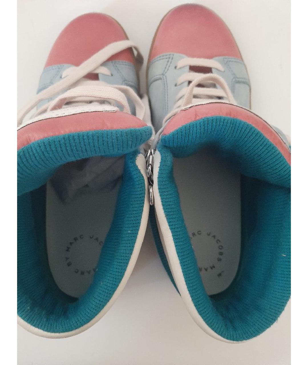 MARC BY MARC JACOBS Бирюзовые кожаные высокие кроссовки / кеды, фото 3