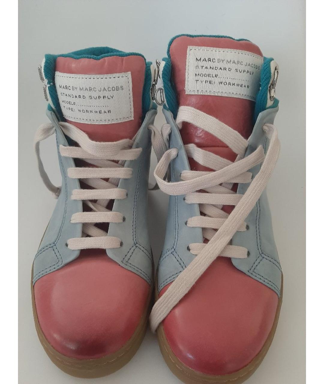 MARC BY MARC JACOBS Бирюзовые кожаные высокие кроссовки / кеды, фото 2