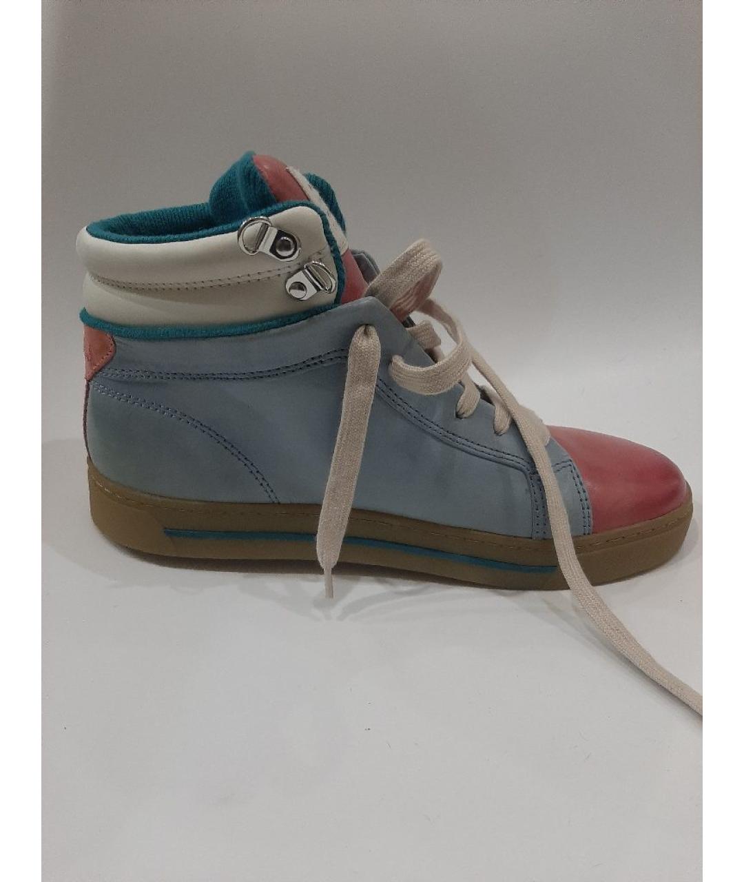 MARC BY MARC JACOBS Бирюзовые кожаные высокие кроссовки / кеды, фото 7