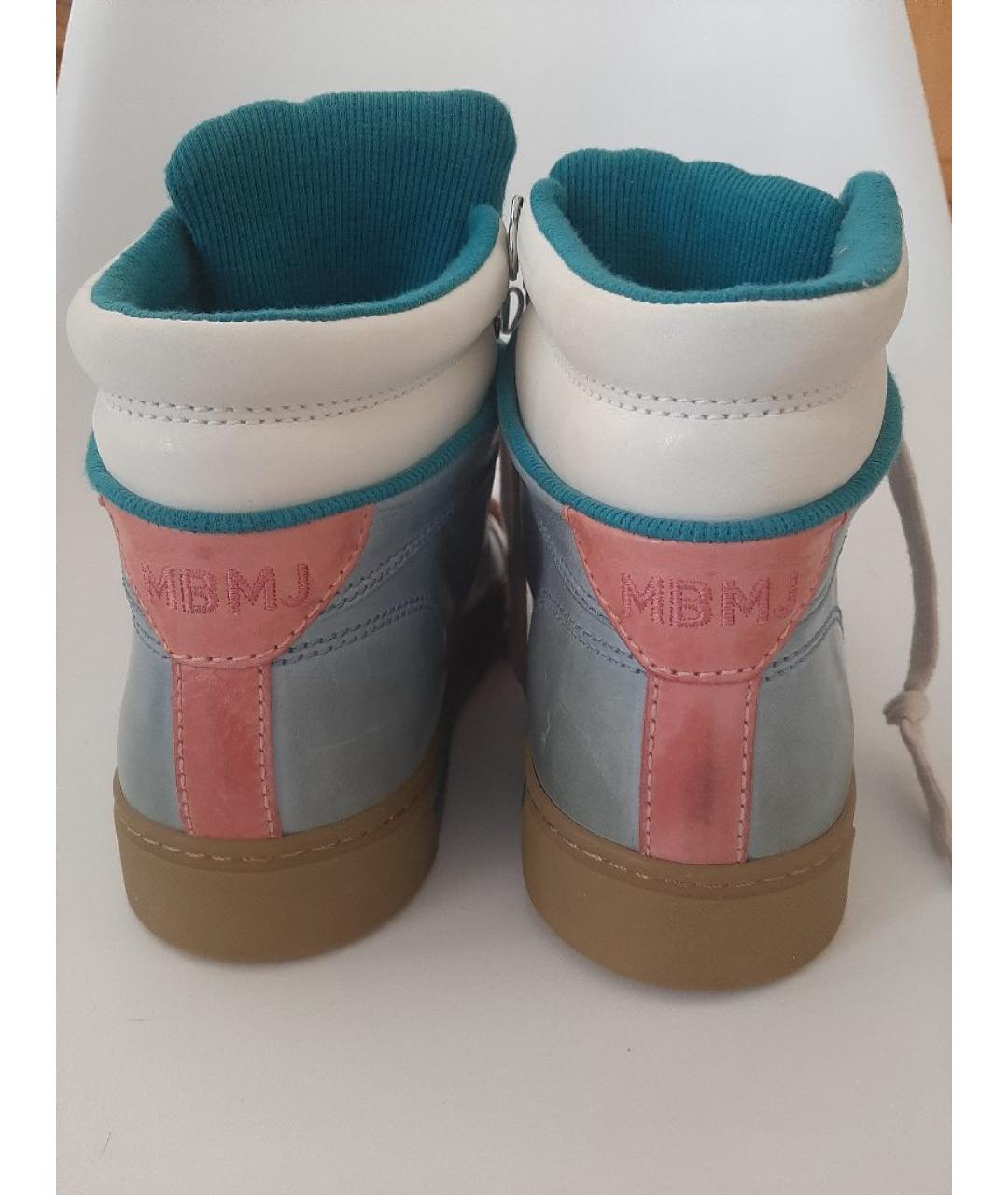 MARC BY MARC JACOBS Бирюзовые кожаные высокие кроссовки / кеды, фото 4