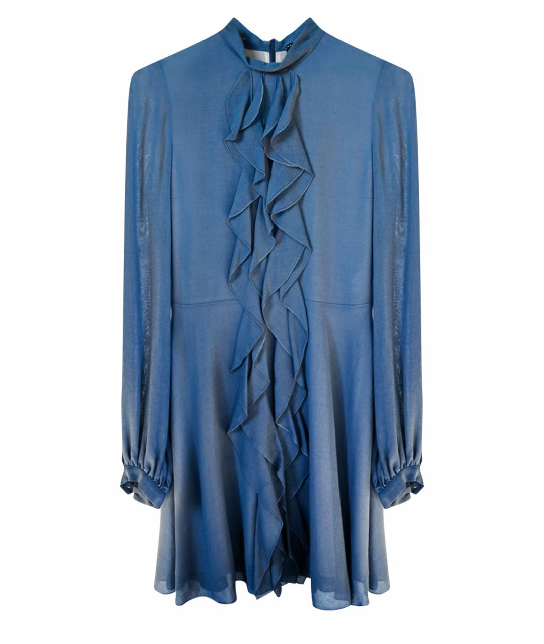 LONGCHAMP Голубое вискозное коктейльное платье, фото 1