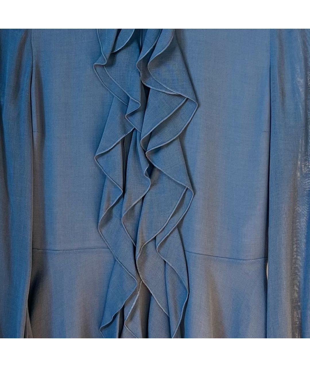 LONGCHAMP Голубое вискозное коктейльное платье, фото 4