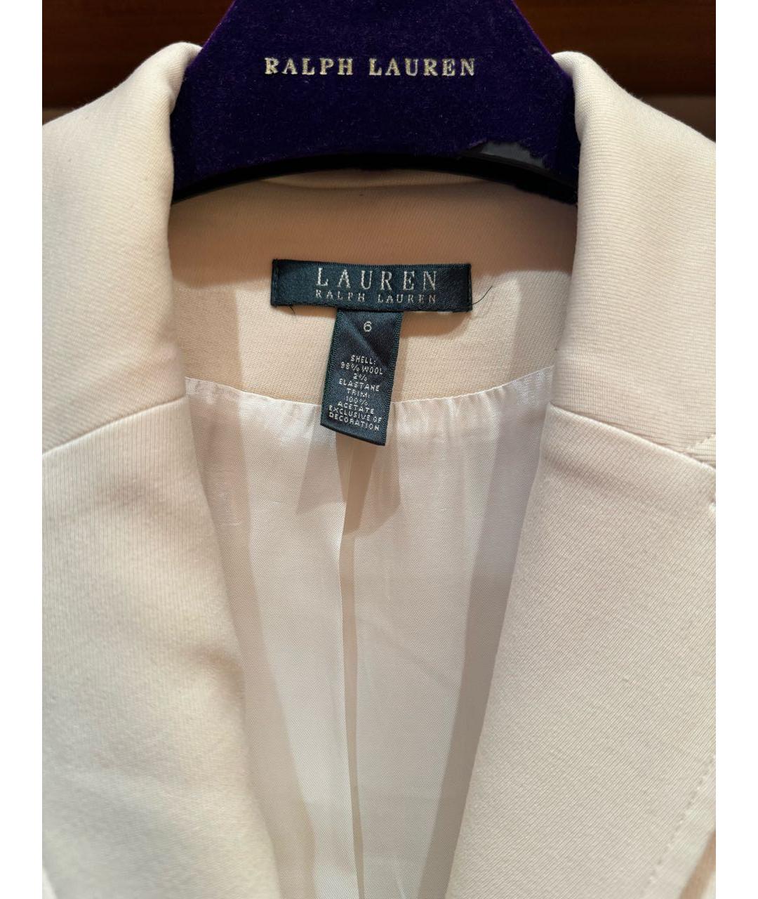 RALPH LAUREN Бежевый шерстяной жакет/пиджак, фото 3