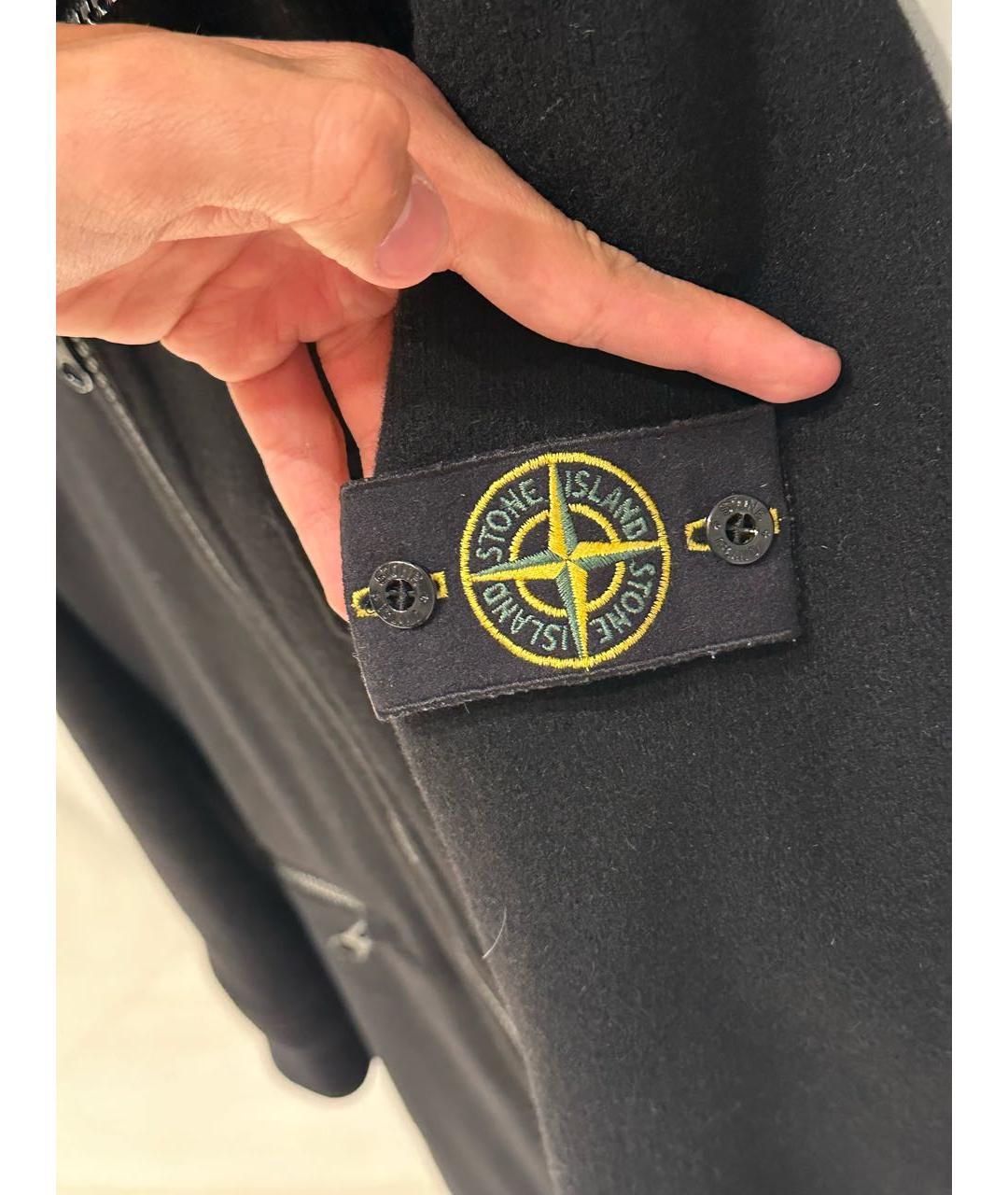 STONE ISLAND Черное шерстяное пальто, фото 4