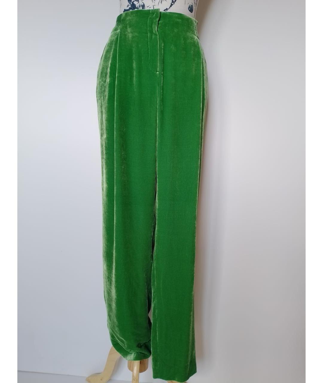 EMPORIO ARMANI Зеленые вискозные прямые брюки, фото 5
