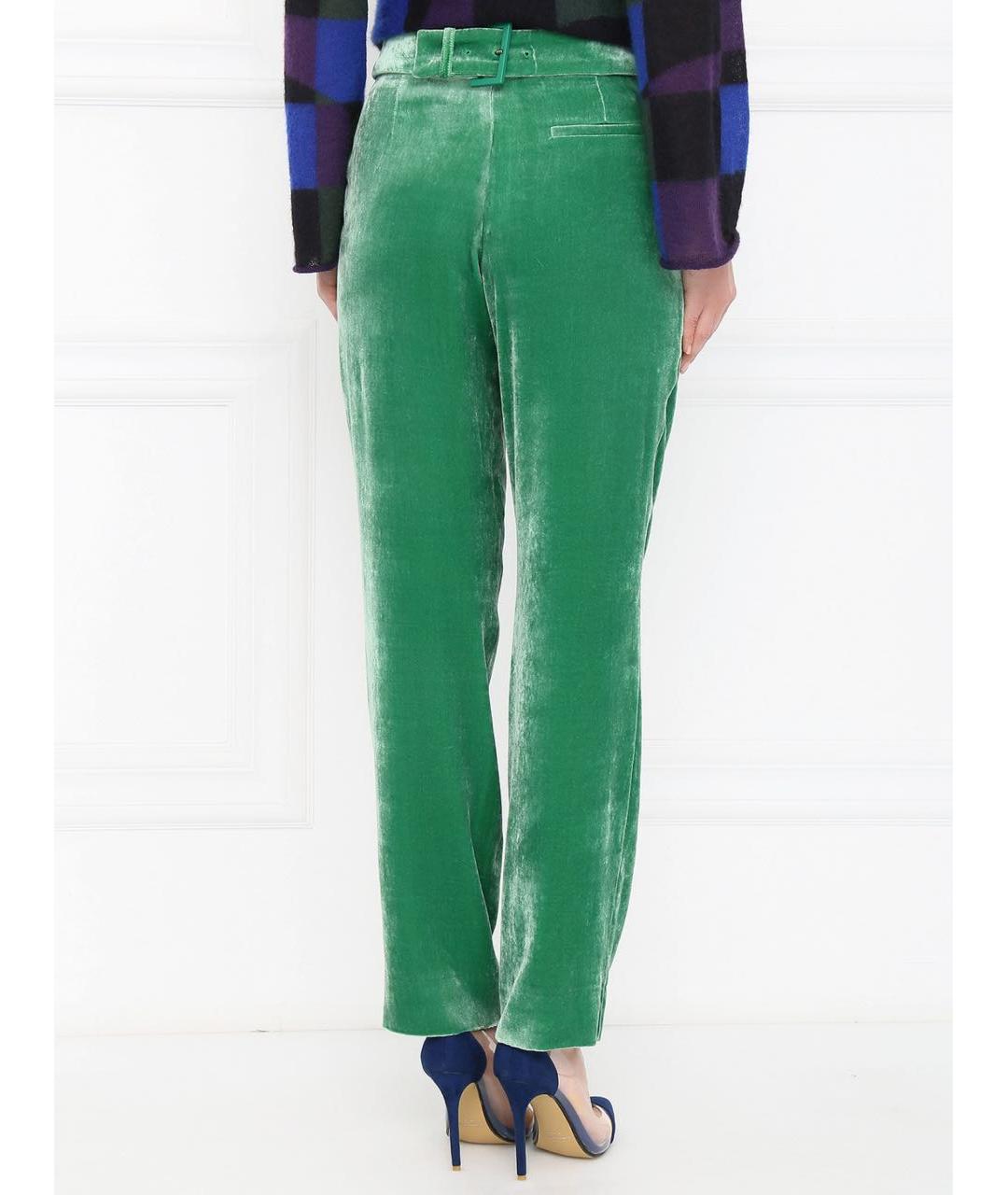 EMPORIO ARMANI Зеленые вискозные прямые брюки, фото 3