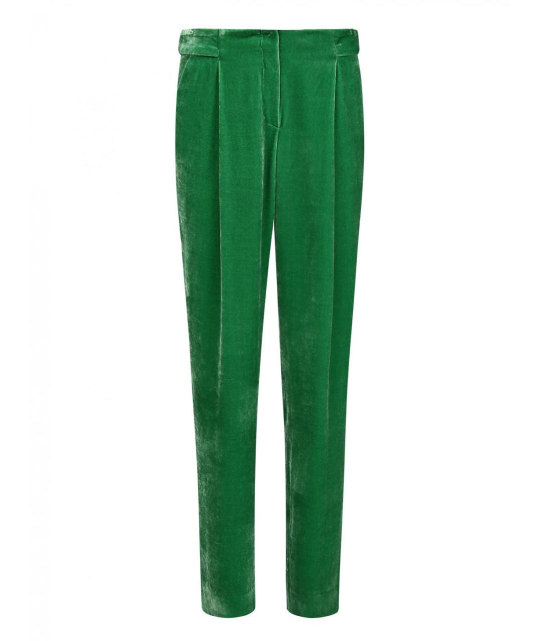 EMPORIO ARMANI Зеленые вискозные прямые брюки, фото 1