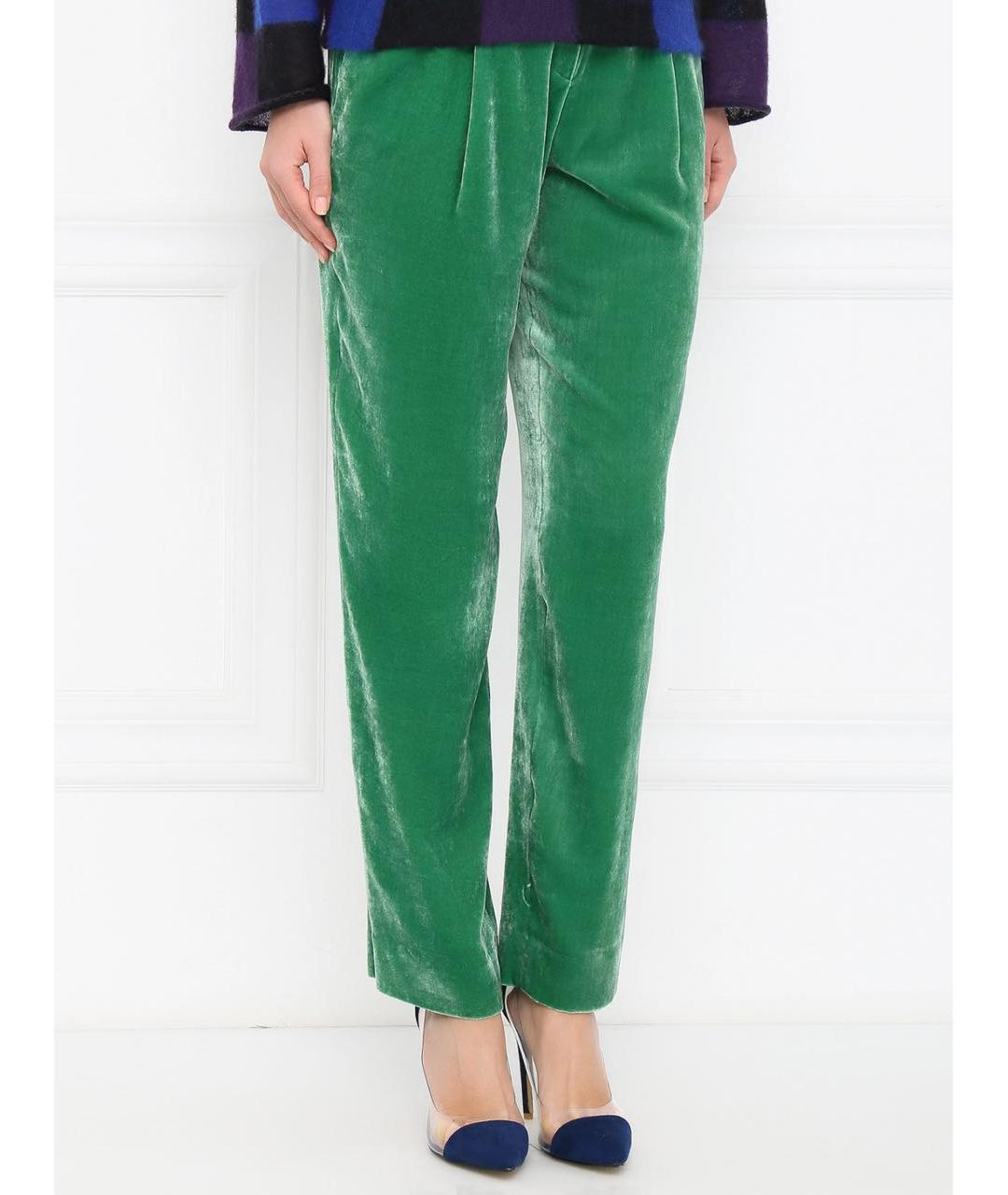 EMPORIO ARMANI Зеленые вискозные прямые брюки, фото 2