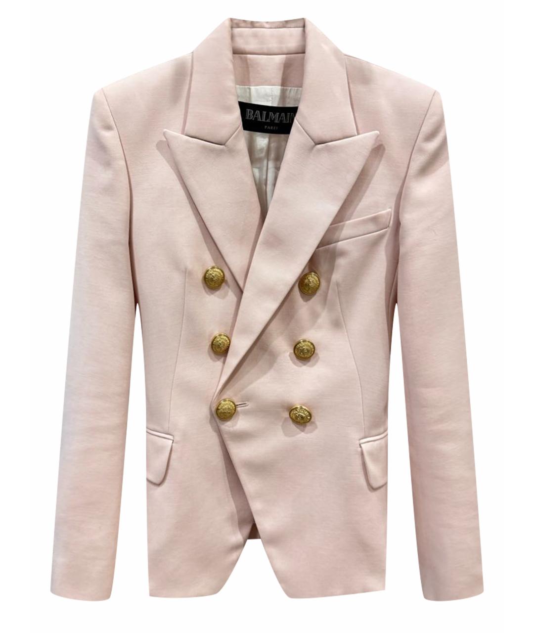BALMAIN Розовый хлопковый жакет/пиджак, фото 1