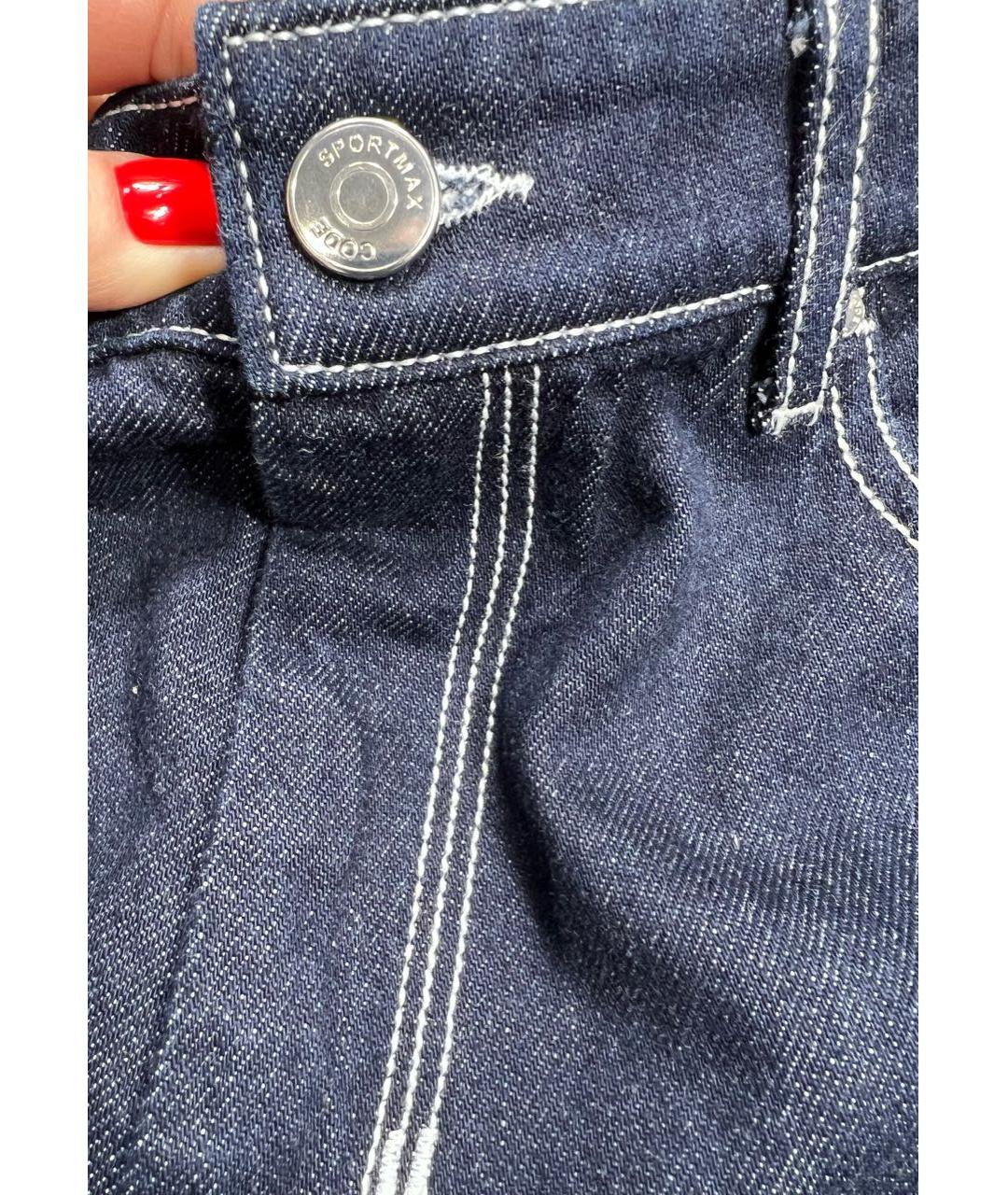 SPORT MAX CODE Темно-синие хлопковые прямые джинсы, фото 6