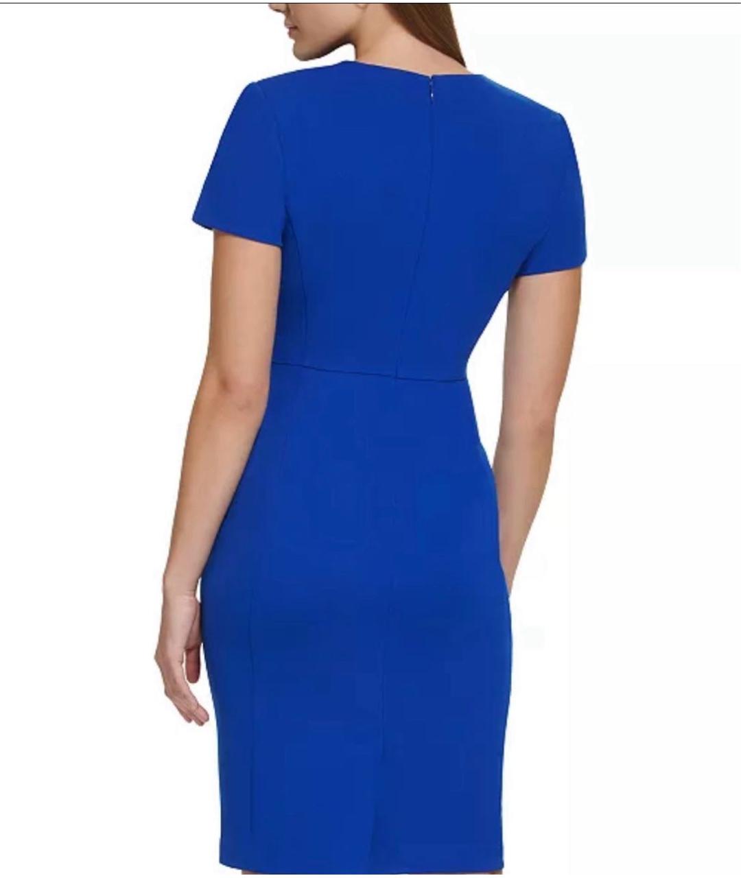 CALVIN KLEIN Синее креповое повседневное платье, фото 3
