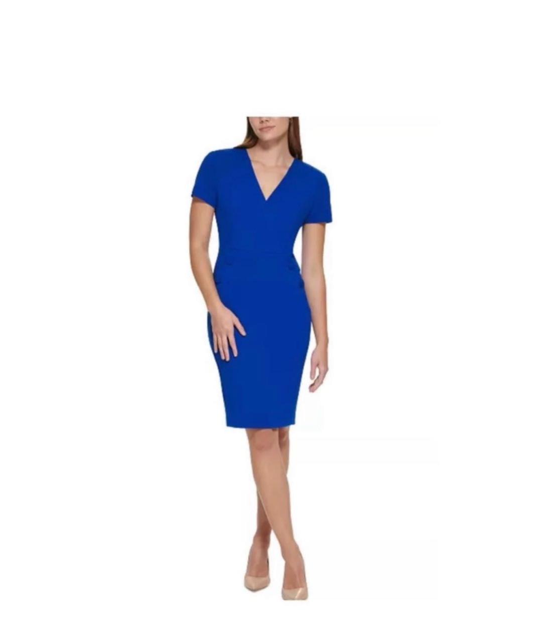 CALVIN KLEIN Синее креповое повседневное платье, фото 2