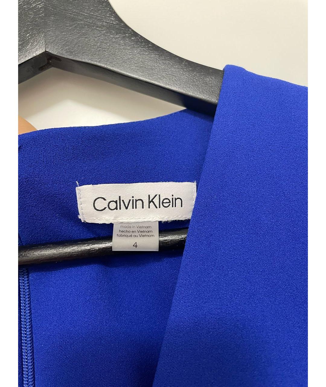 CALVIN KLEIN Синее креповое повседневное платье, фото 6