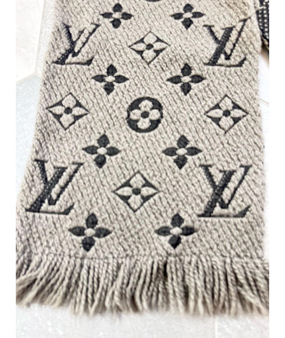 LOUIS VUITTON PRE-OWNED Антрацитовый шерстяной шарф, фото 2