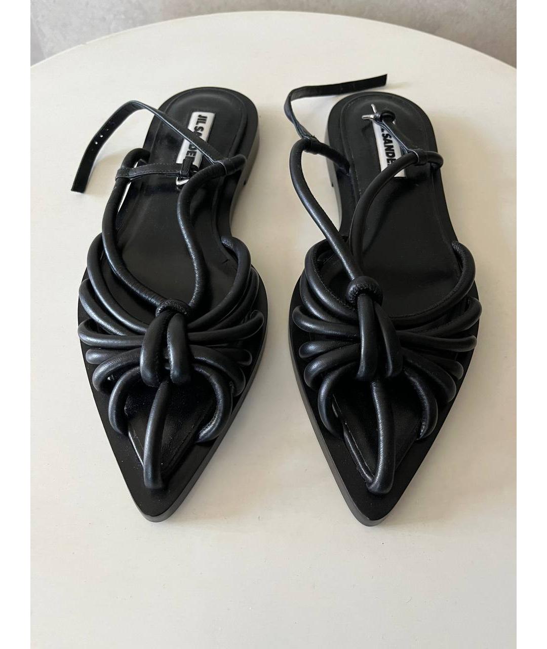 JIL SANDER Черные кожаные сандалии, фото 3