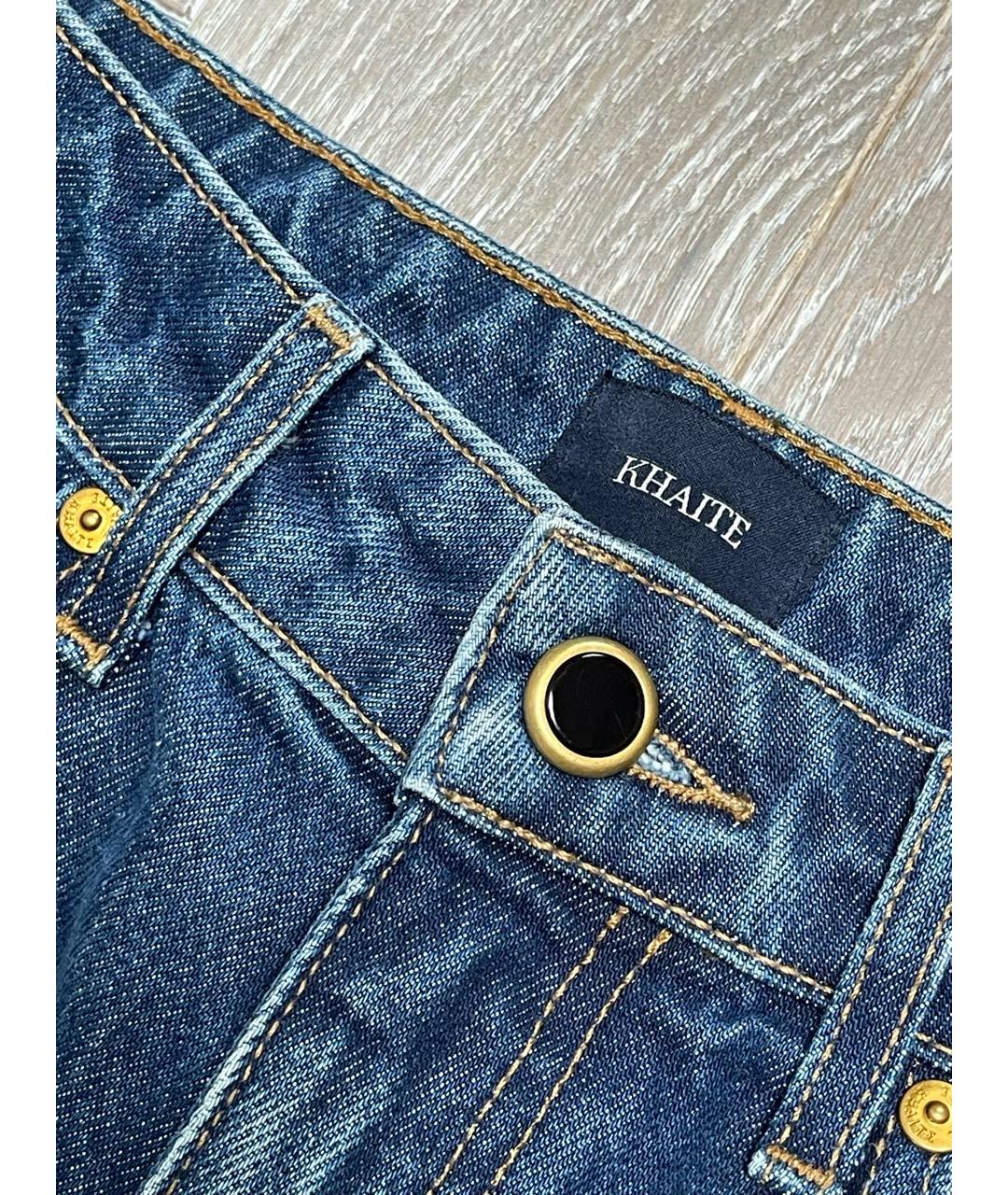 KHAITE Темно-синие хлопковые прямые джинсы, фото 3