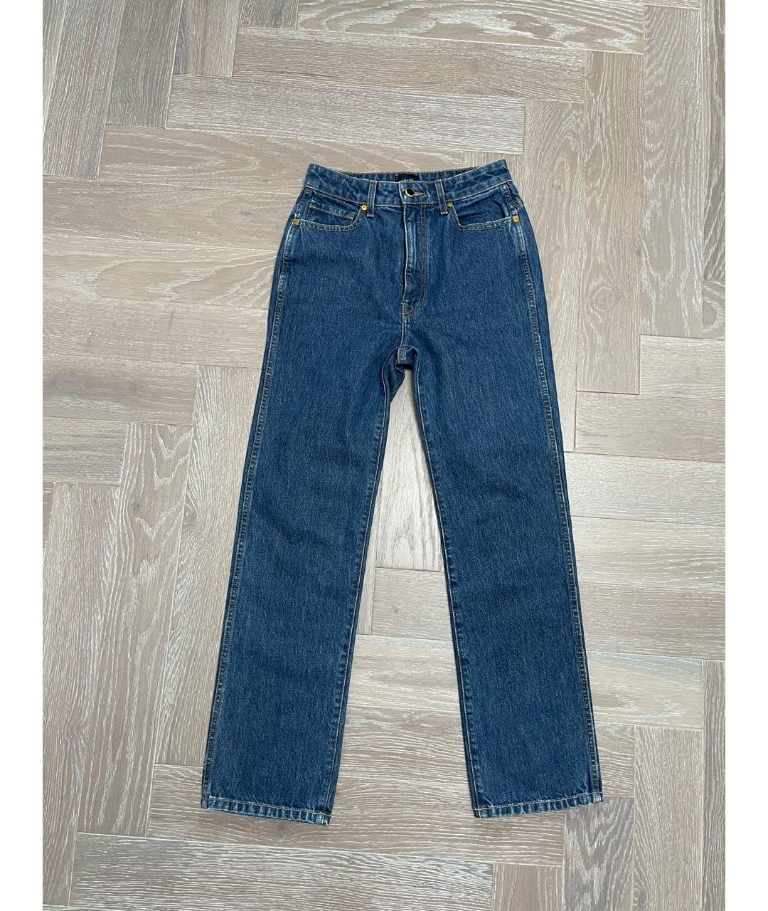 KHAITE Темно-синие хлопковые прямые джинсы, фото 6