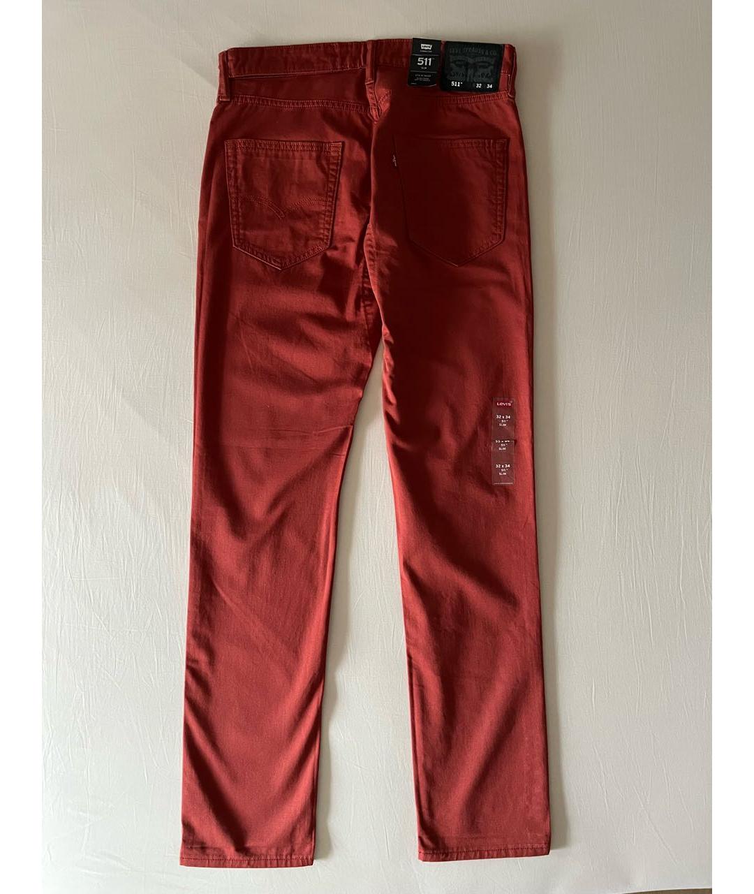 LEVI'S Бордовые хлопко-эластановые прямые джинсы, фото 2