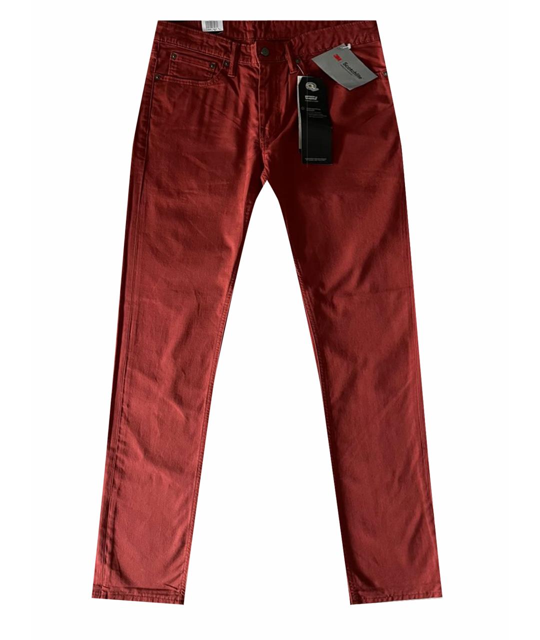 LEVI'S Бордовые хлопко-эластановые прямые джинсы, фото 1