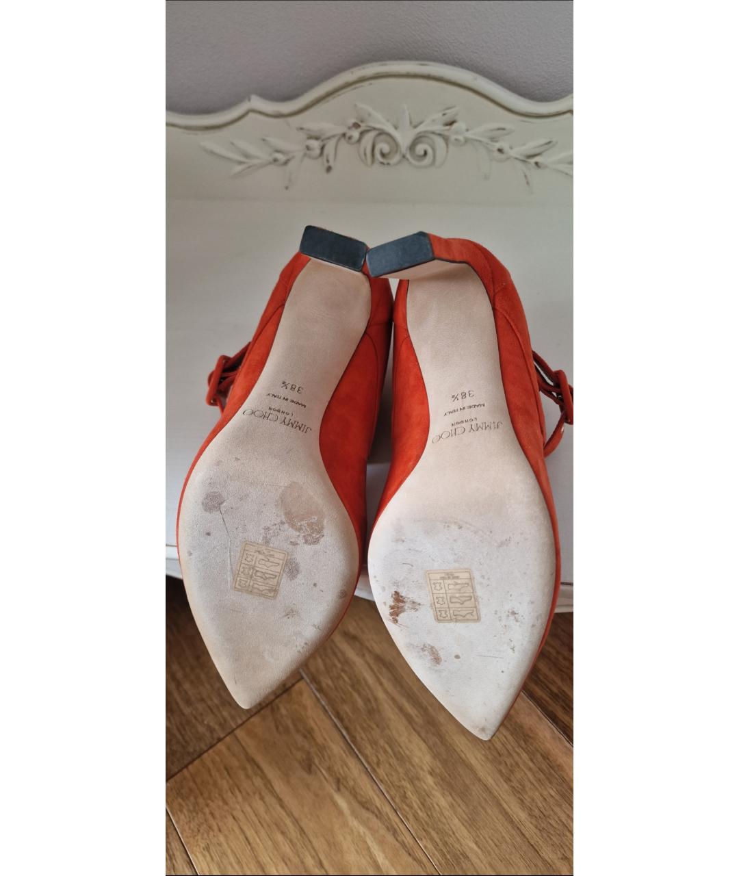 JIMMY CHOO Оранжевое замшевые туфли, фото 7