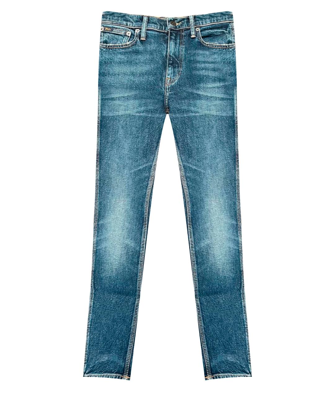 POLO RALPH LAUREN Синие хлопко-эластановые джинсы слим, фото 1