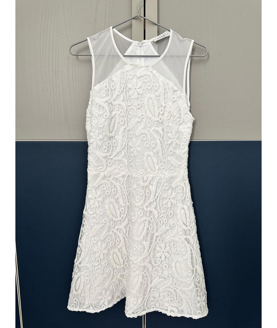 SANDRO Белое синтетическое коктейльное платье, фото 5