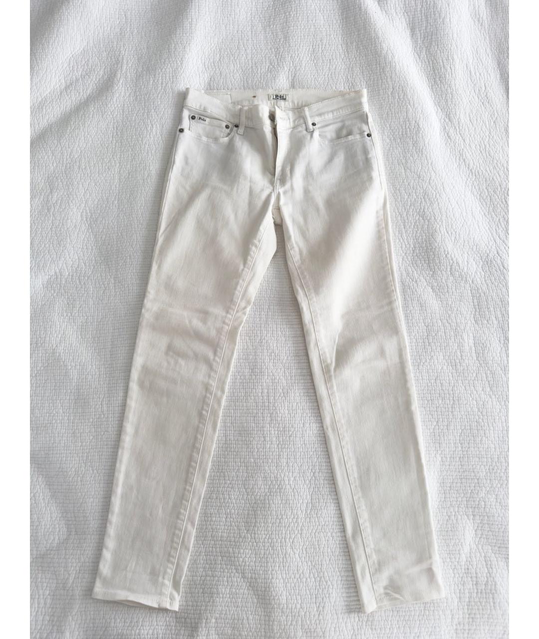 POLO RALPH LAUREN Белые хлопко-эластановые джинсы слим, фото 7