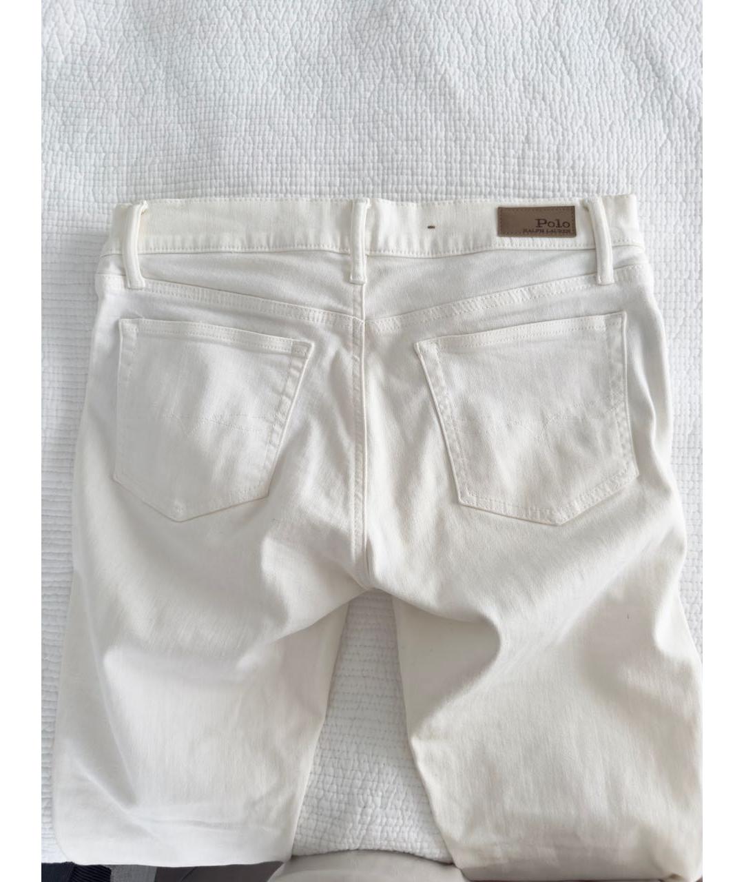 POLO RALPH LAUREN Белые хлопко-эластановые джинсы слим, фото 5