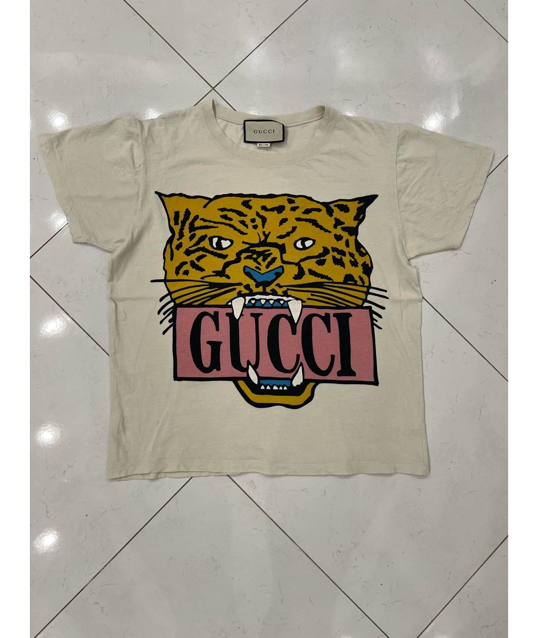GUCCI Бежевая хлопковая футболка, фото 6