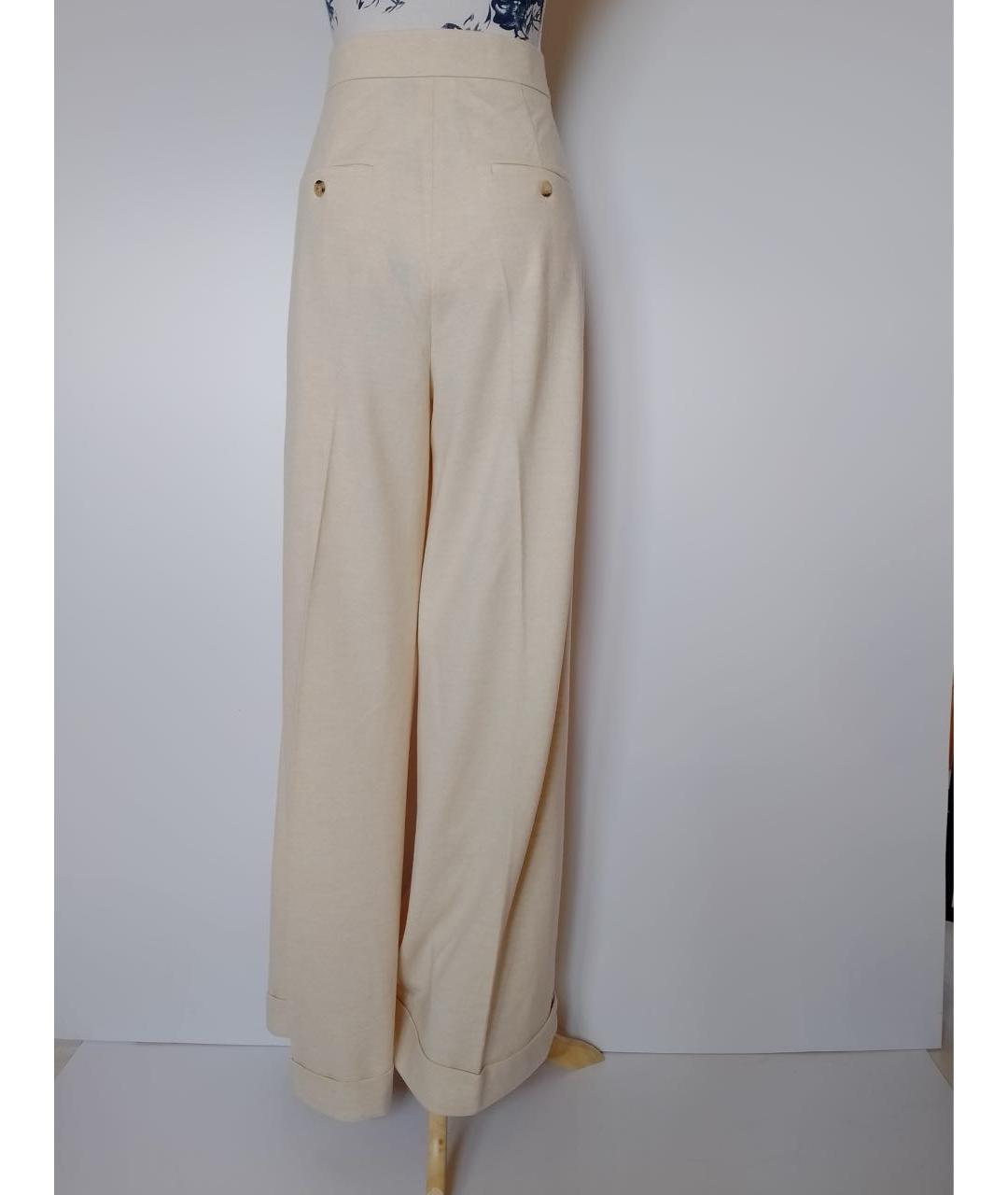 MAX MARA Белые шерстяные брюки широкие, фото 5