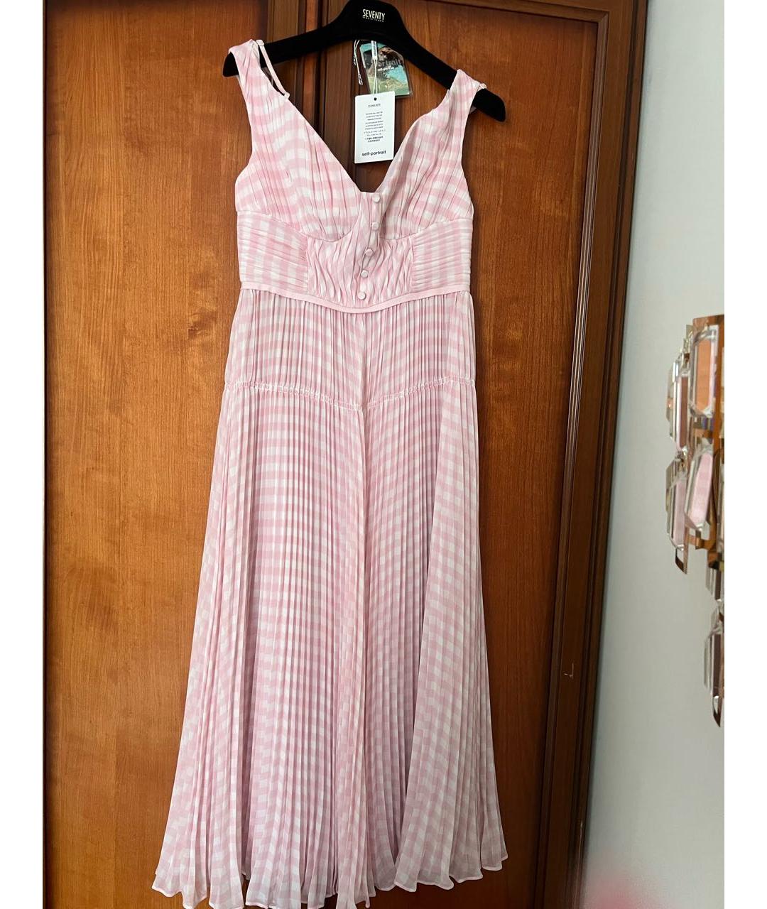 SELF-PORTRAIT Розовое полиэстеровое повседневное платье, фото 2