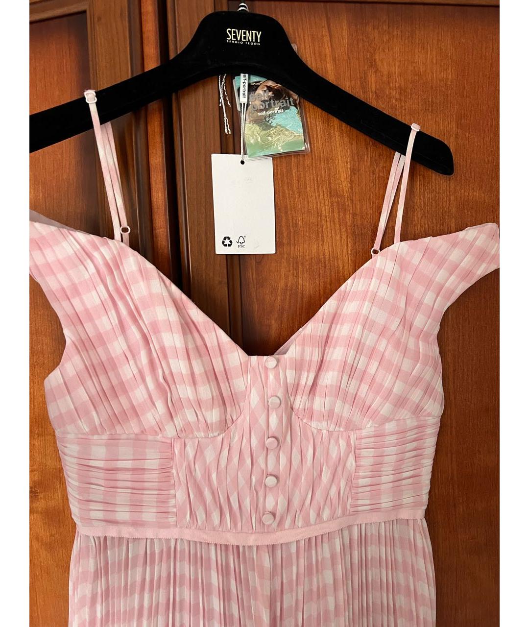 SELF-PORTRAIT Розовое полиэстеровое повседневное платье, фото 7