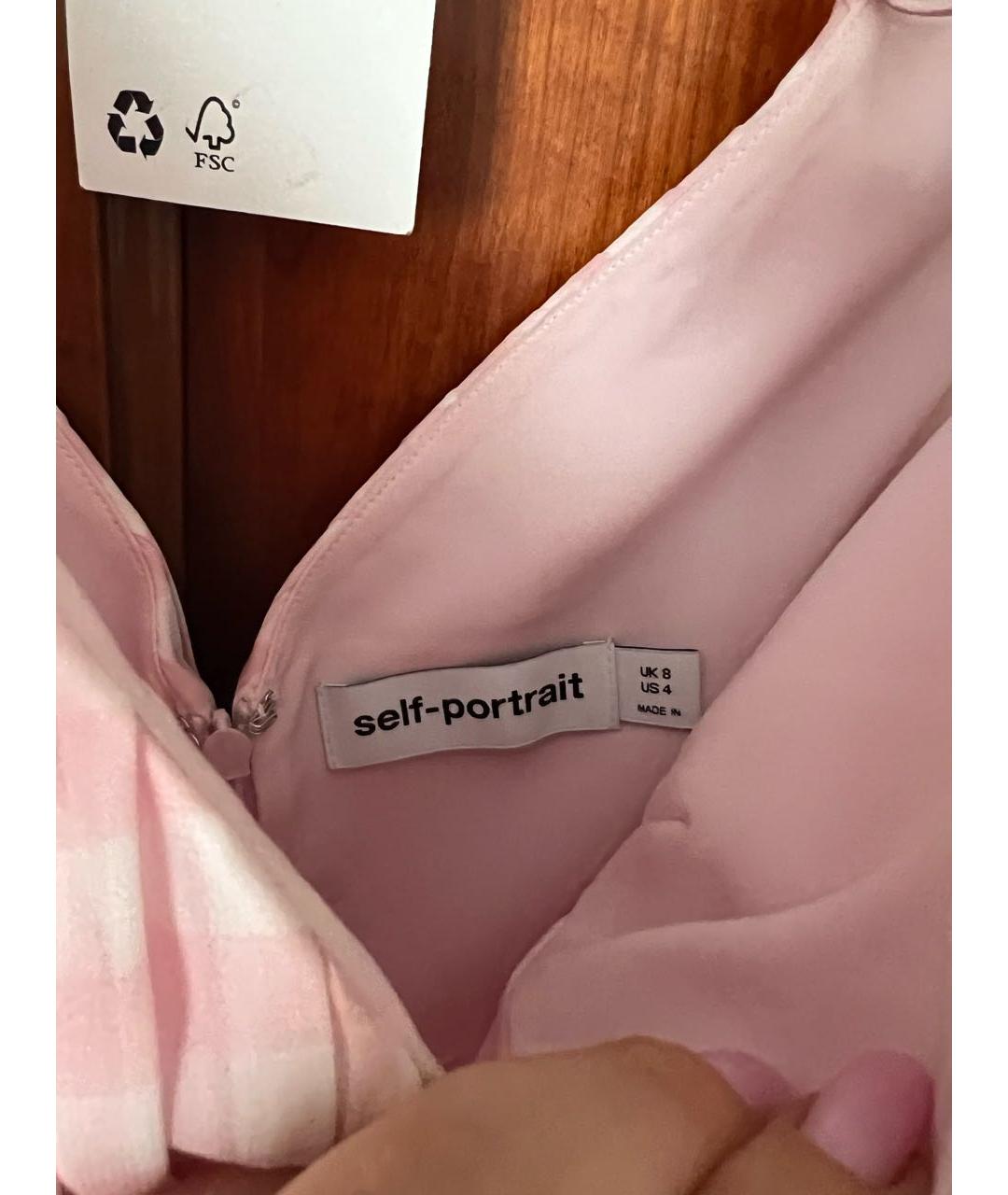 SELF-PORTRAIT Розовое полиэстеровое повседневное платье, фото 4