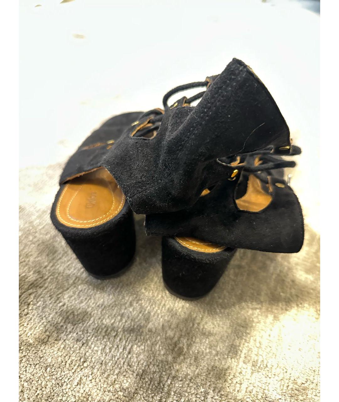 CHLOE Черные замшевые сандалии, фото 5
