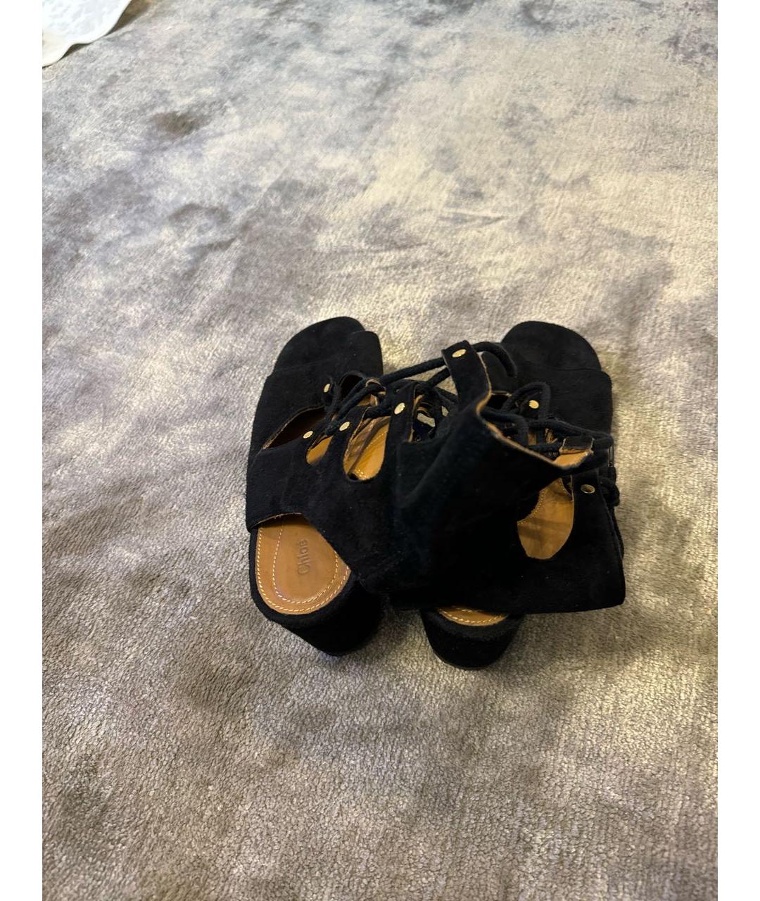 CHLOE Черные замшевые сандалии, фото 4