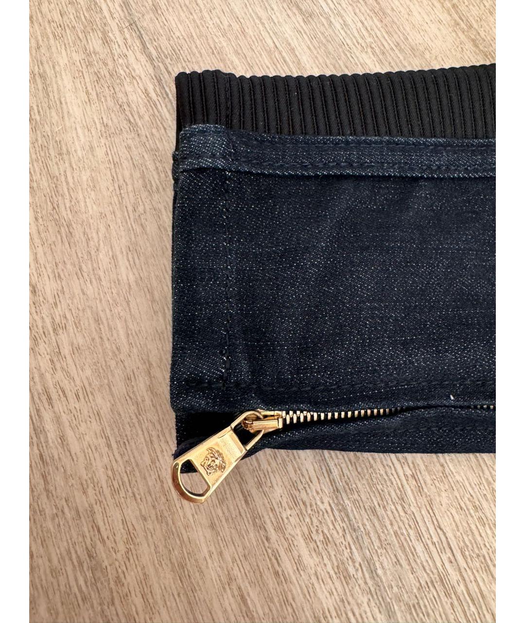VERSACE Темно-синие хлопко-эластановые джинсы слим, фото 6