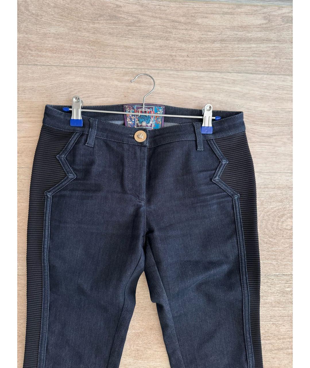 VERSACE Темно-синие хлопко-эластановые джинсы слим, фото 4