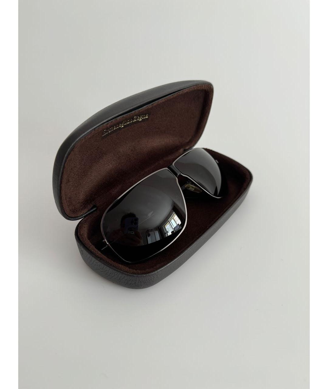 ERMENEGILDO ZEGNA Коричневые металлические солнцезащитные очки, фото 4