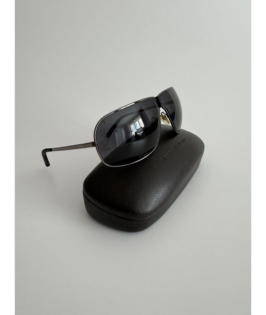ERMENEGILDO ZEGNA Коричневые металлические солнцезащитные очки, фото 3