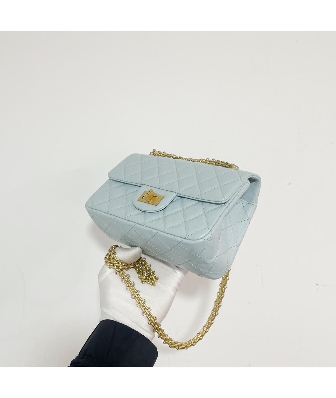 CHANEL Голубая кожаная сумка через плечо, фото 4