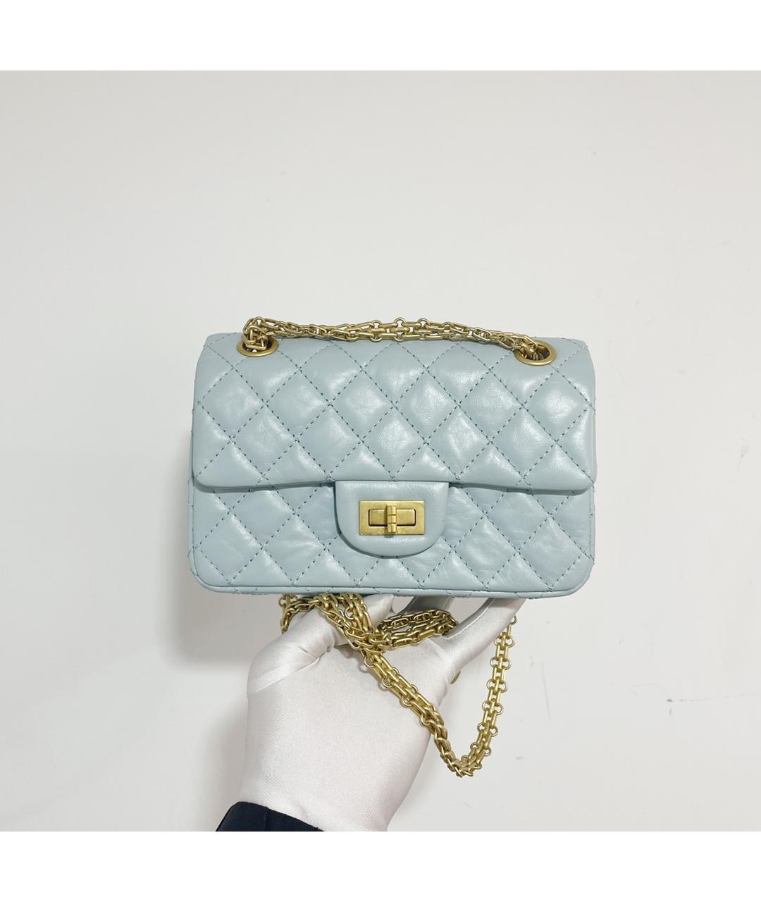 CHANEL Голубая кожаная сумка через плечо, фото 2