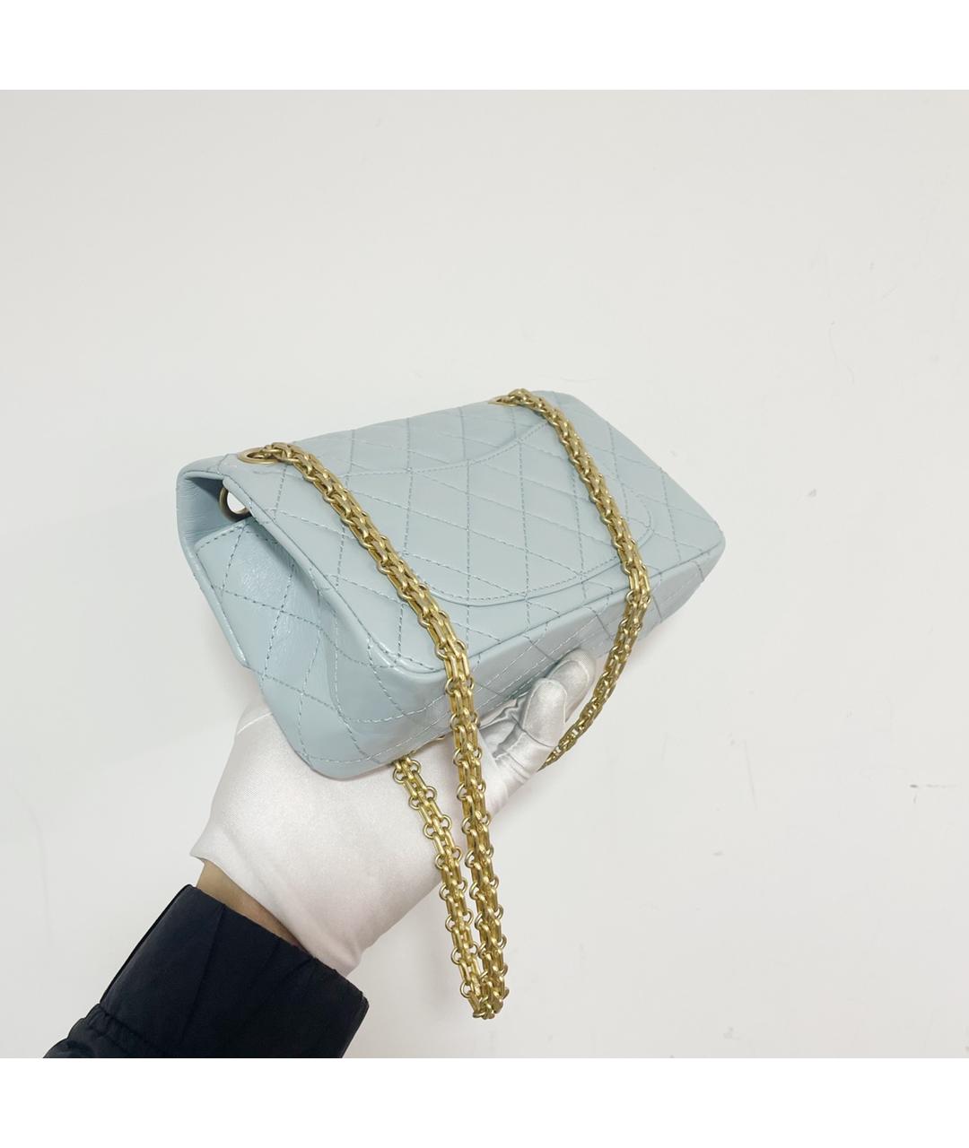 CHANEL Голубая кожаная сумка через плечо, фото 5