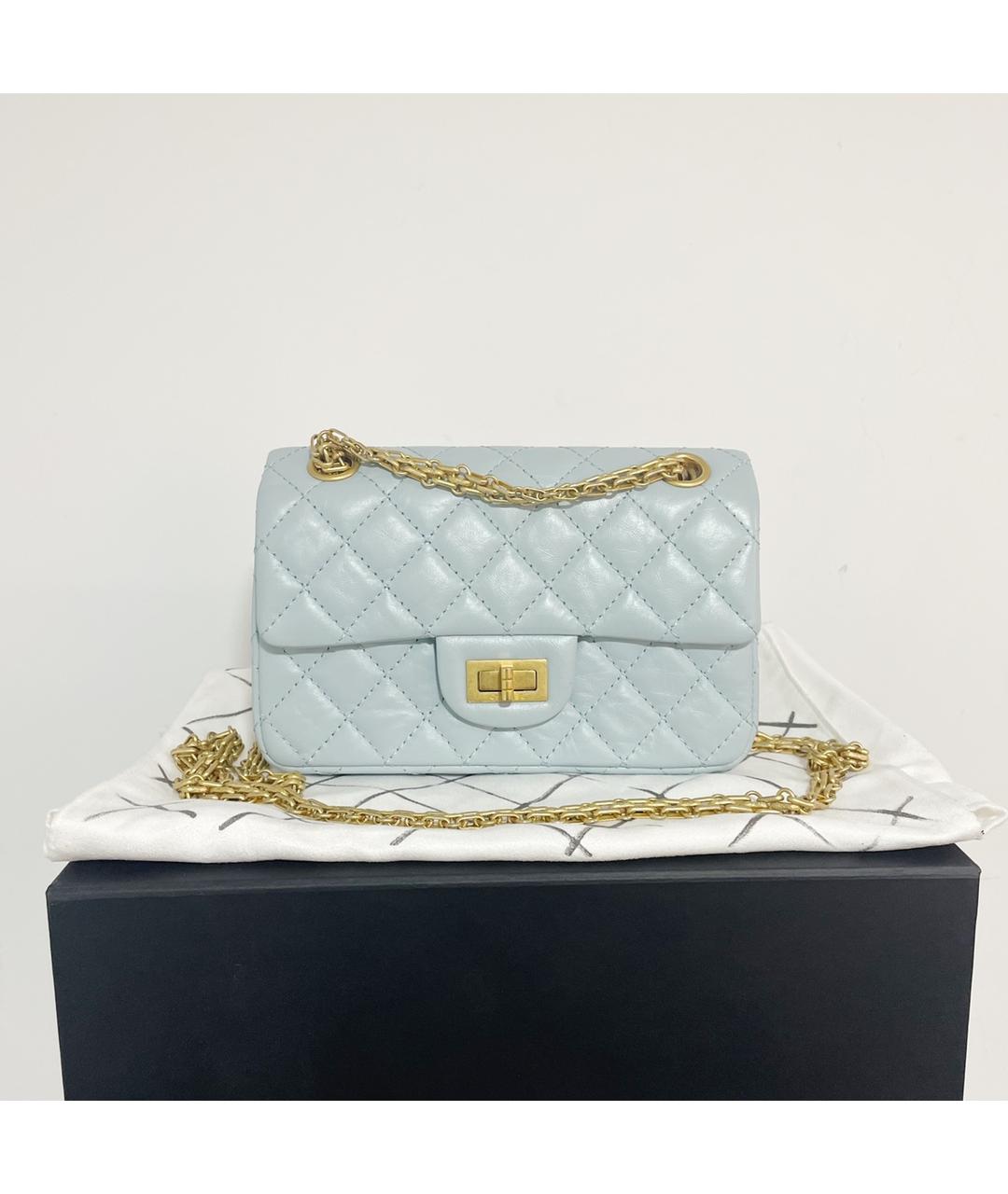 CHANEL Голубая кожаная сумка через плечо, фото 10