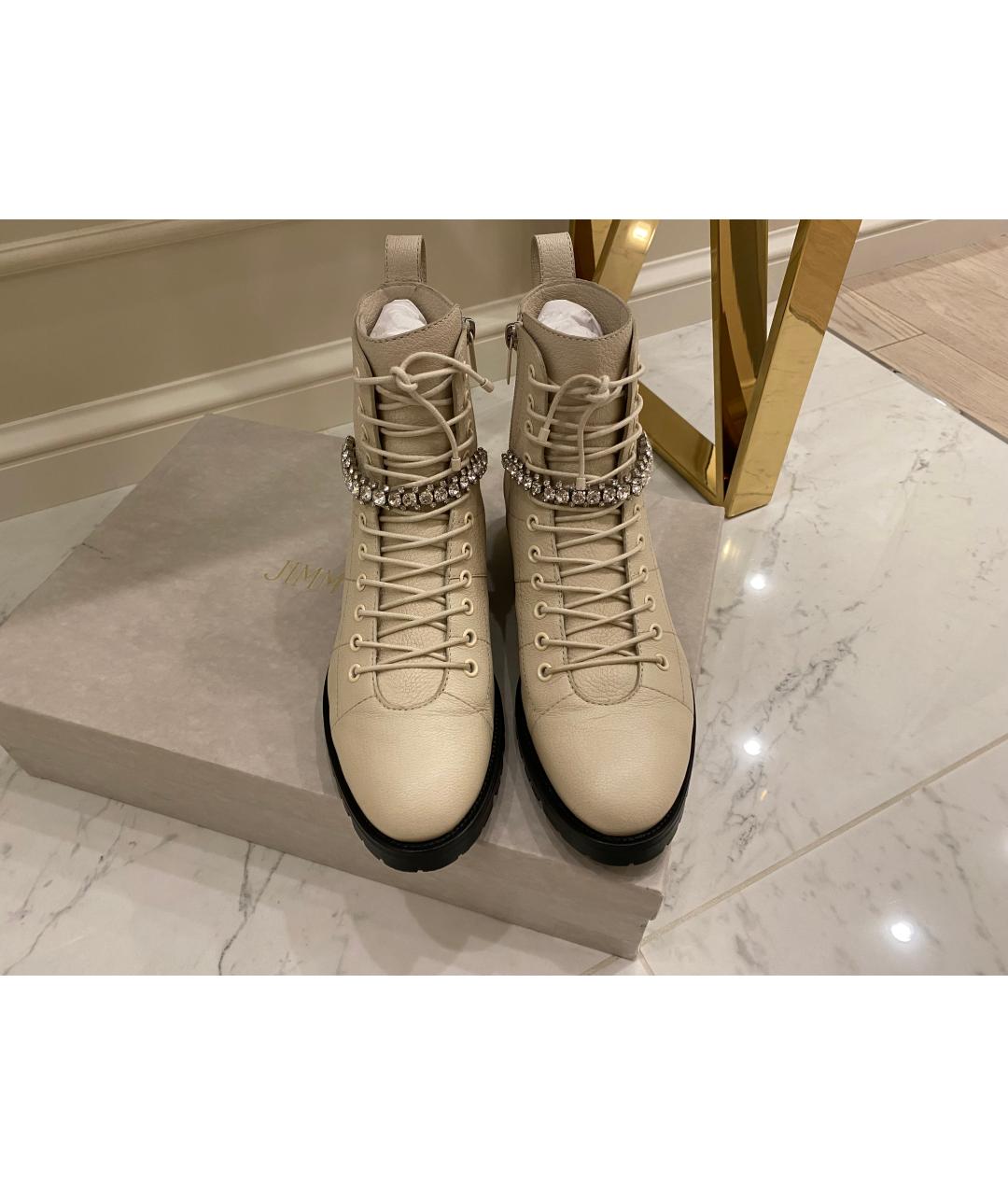 JIMMY CHOO Белые кожаные ботинки, фото 3