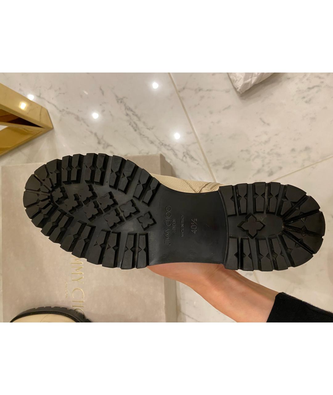 JIMMY CHOO Белые кожаные ботинки, фото 6