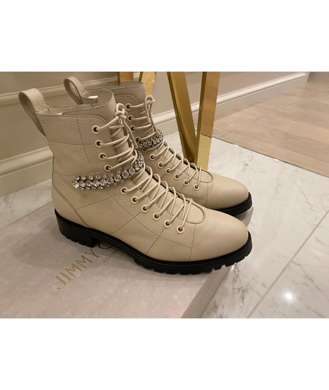 JIMMY CHOO Белые кожаные ботинки, фото 8