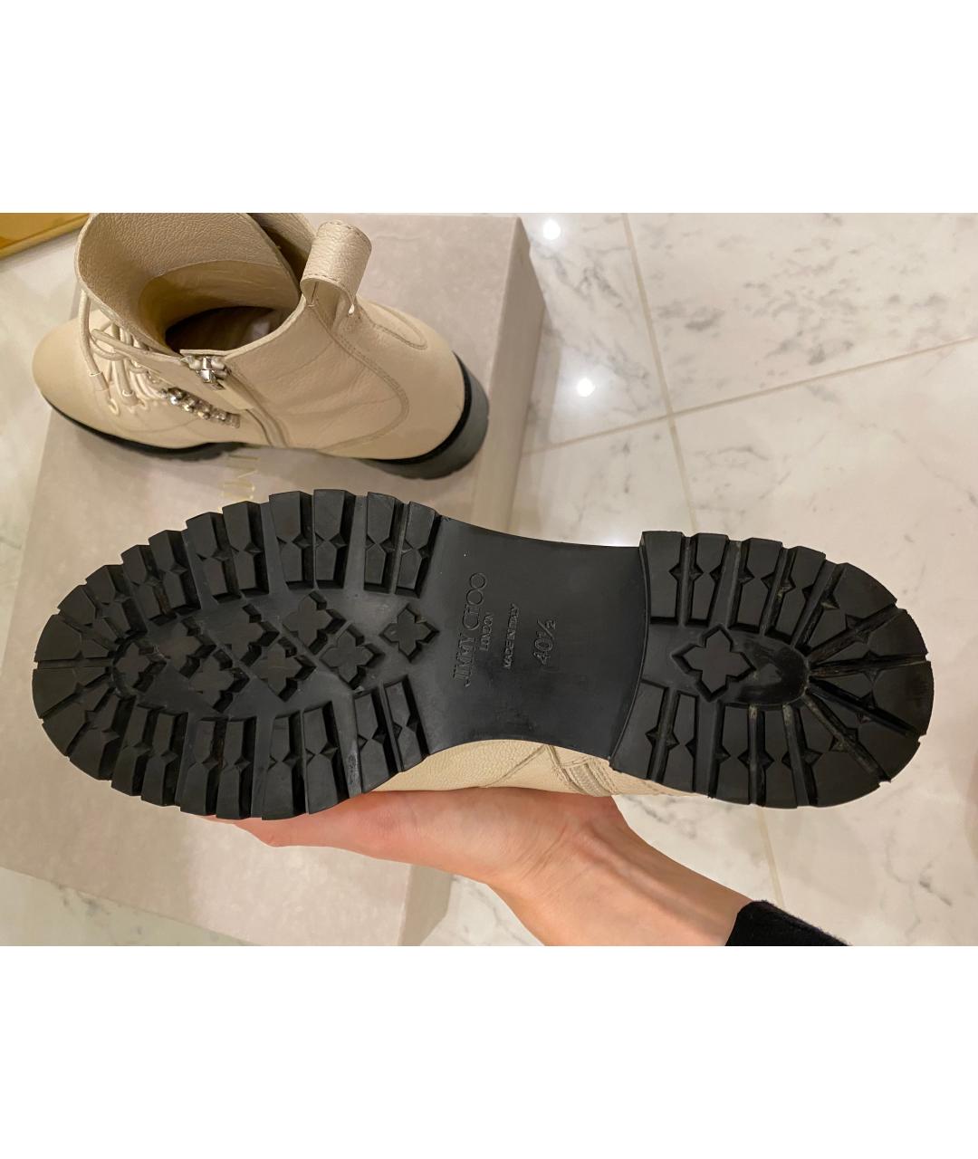 JIMMY CHOO Белые кожаные ботинки, фото 7