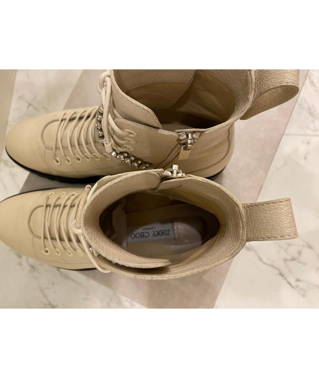 JIMMY CHOO Белые кожаные ботинки, фото 4